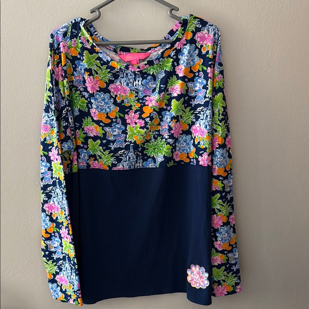 Lilly Pulitzer Relaxed Floral Long Sleeve Hoodie Blue Pink